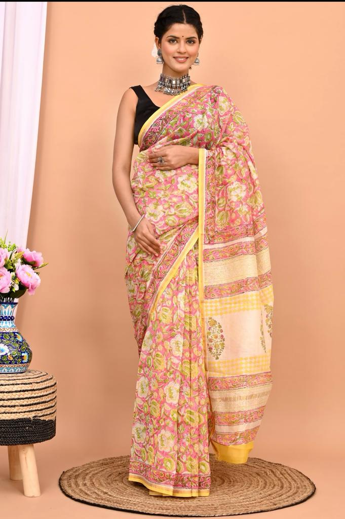 Beautiful Pure Chanderi Printed Silk Saree