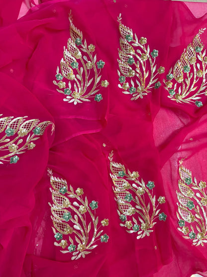 Pure Diamond Chiffon Beautiful Hand Work Saree