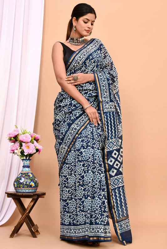 Beautiful Pure Chanderi Printed Silk Saree