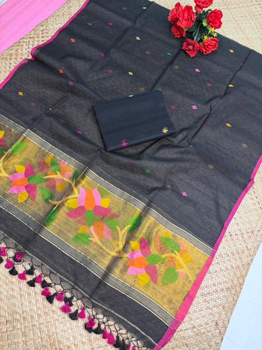 Pure Muslin Jamdani Unstitch Suit.