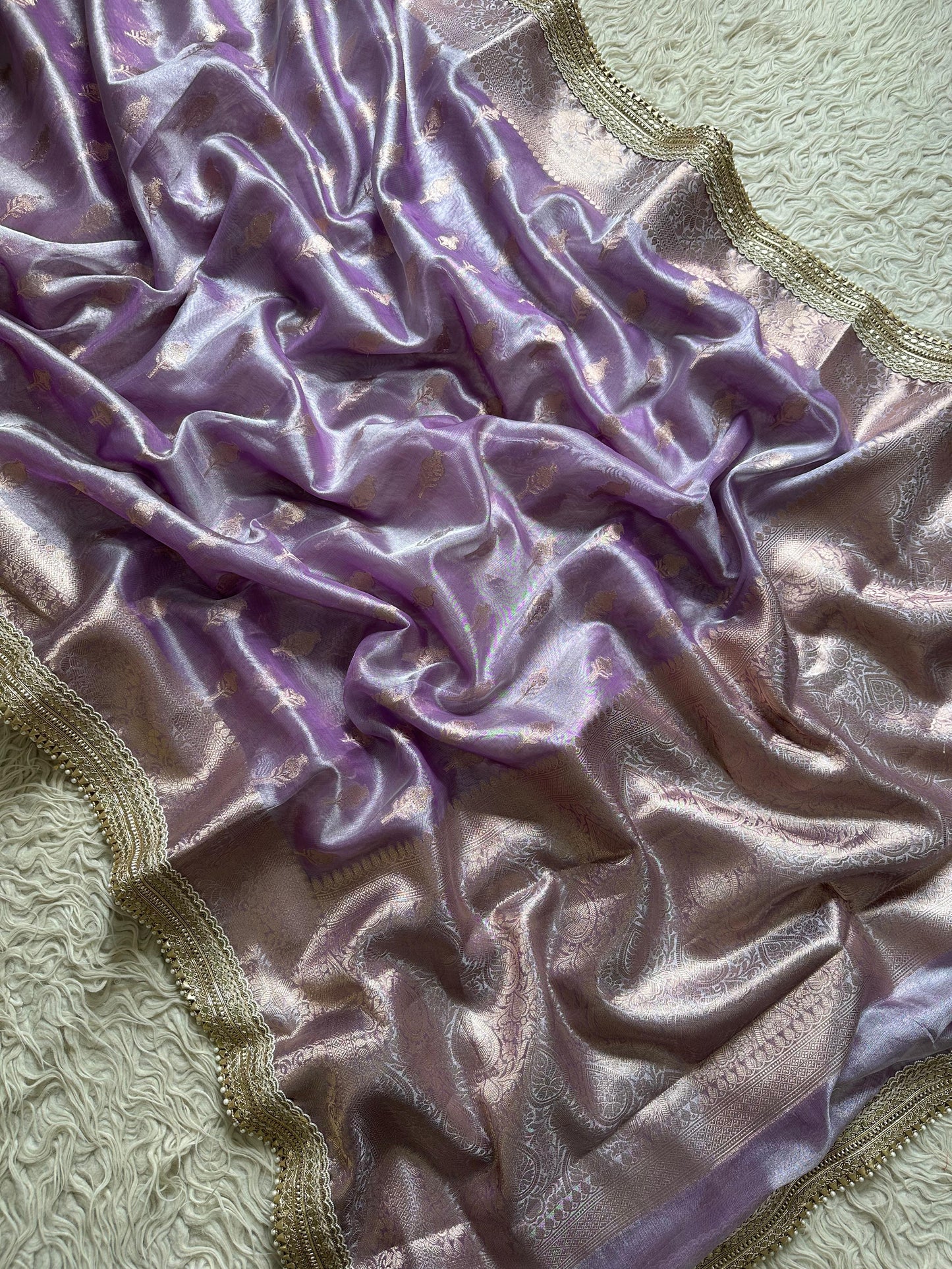 Banarasi Tissue lace Work Soft Silk Saree.