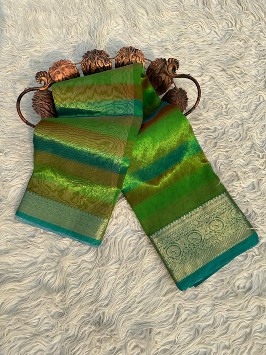 Multicolor Banarasi Tissue Soft Silk Saree