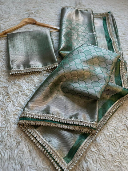 Banarasi Tissue lace Work Soft Silk Saree.