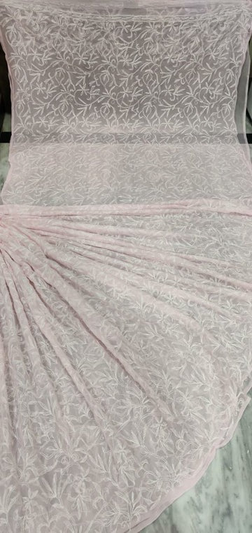 Lucknowi Tepchi Jaal Work Saree.