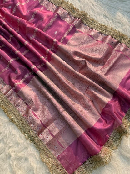 Banarasi Tissue Silk Tilfi Meena Work Saree.