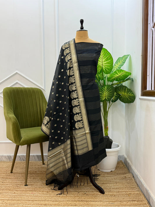Chanderi lorex fancy Unstitched Suit with Dupatta.