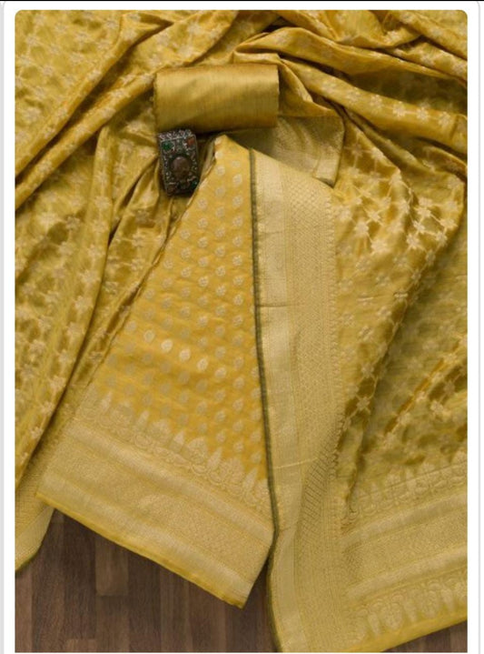 Banarasi Zari Work Unstitched Suit with Dupatta