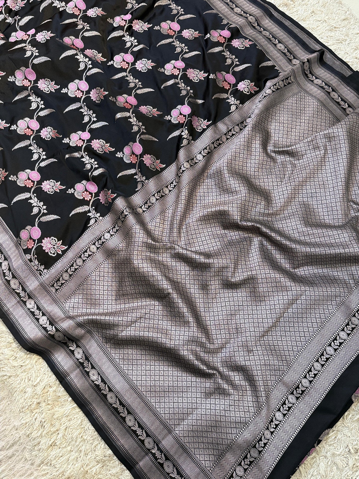 Banarasi Handloom  Mashru Katan Silk Saree All over body meenakari weave!!