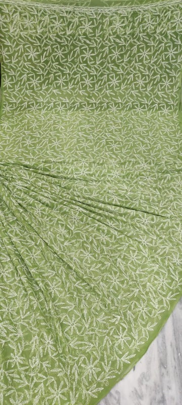 Lucknowi Tepchi Jaal Work Saree.