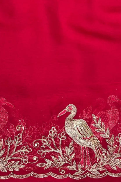 Pure Diamond Chiffon Hand Work Saree.