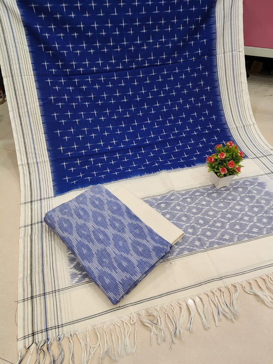 Pure Double Ikkat Cotton Unstitched Suit.