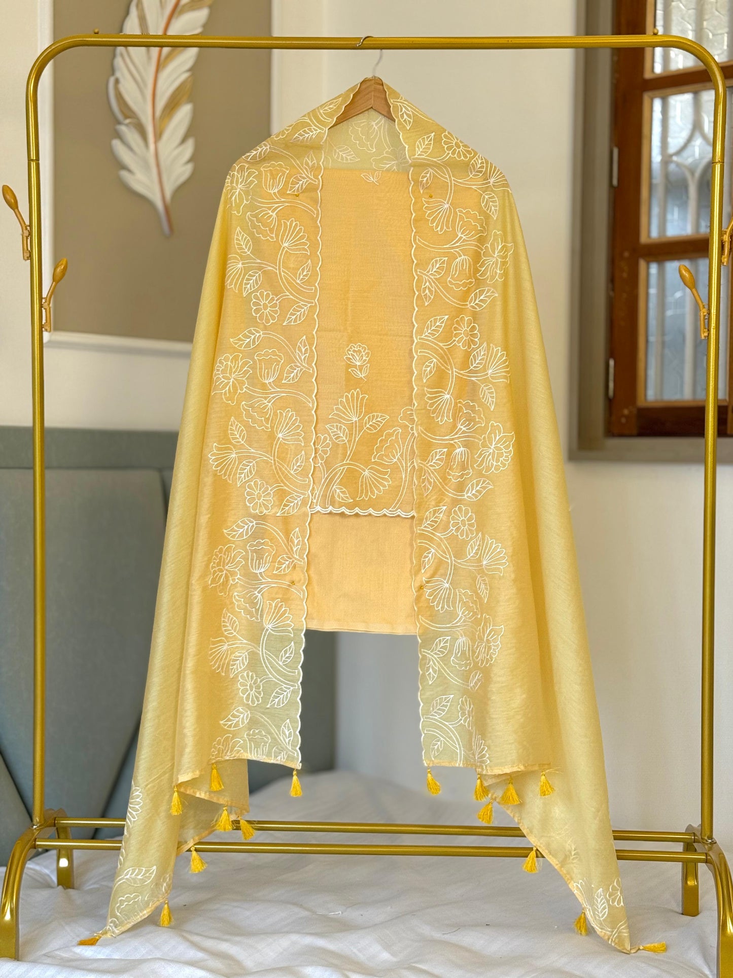 Banarasi Chanderi Silk Embroidery Work Unstitched Suit