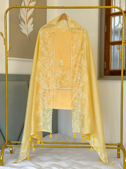 Banarasi Chanderi Silk Embroidery Work Unstitched Suit