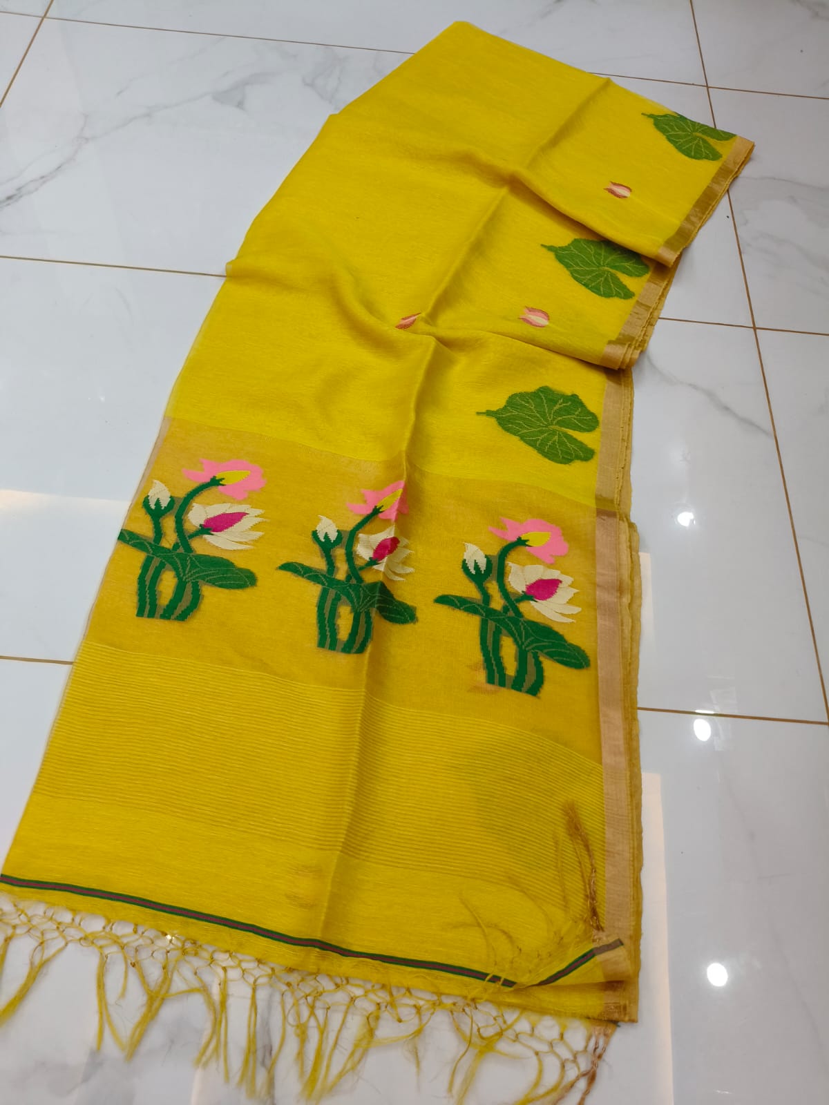 Pure Linen Tissue Saree with Blouse.