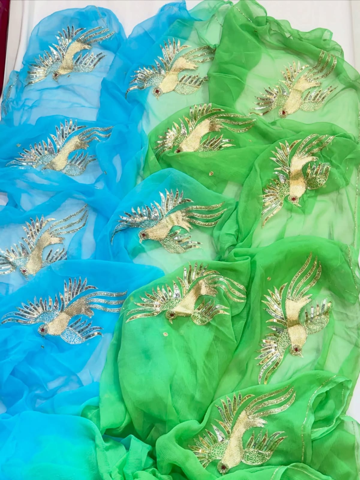 PURE CHIFFON SAREE EMBELLISHED WITH ZARDOZI WORK