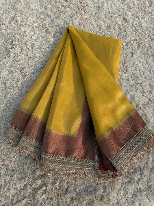 Banarasi Tissue lace Work Soft Silk Saree.