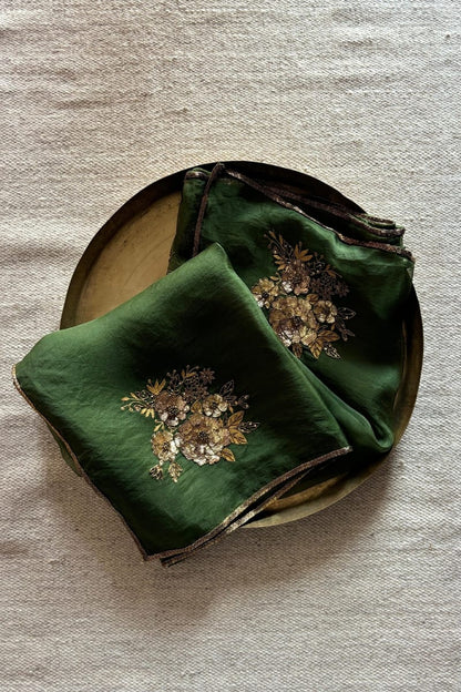 Pure Diamond Chiffon Catdana Hand Work Saree.