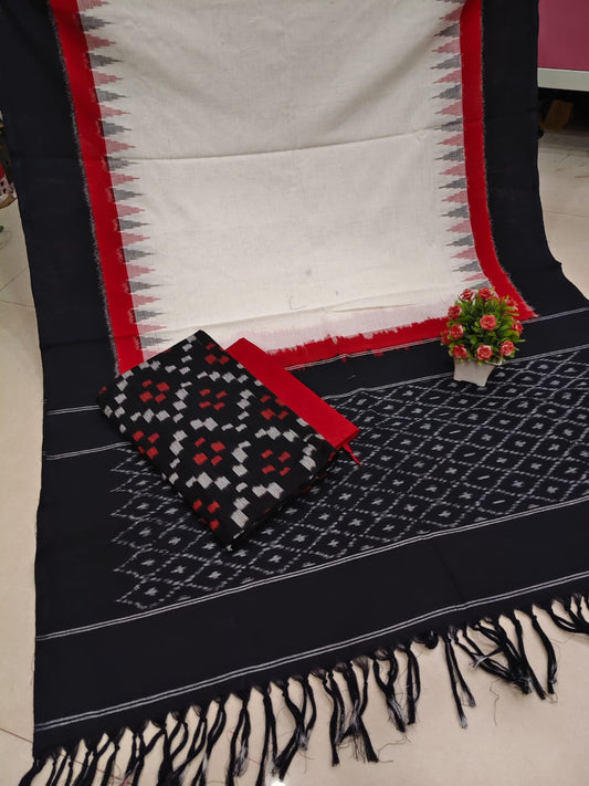 Pure Double Ikkat Cotton Unstitched Suit.