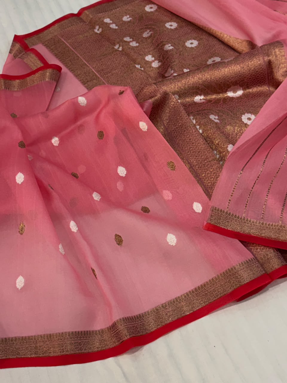 Pure Banarasi Handloom Kora Organza Silk Saree.