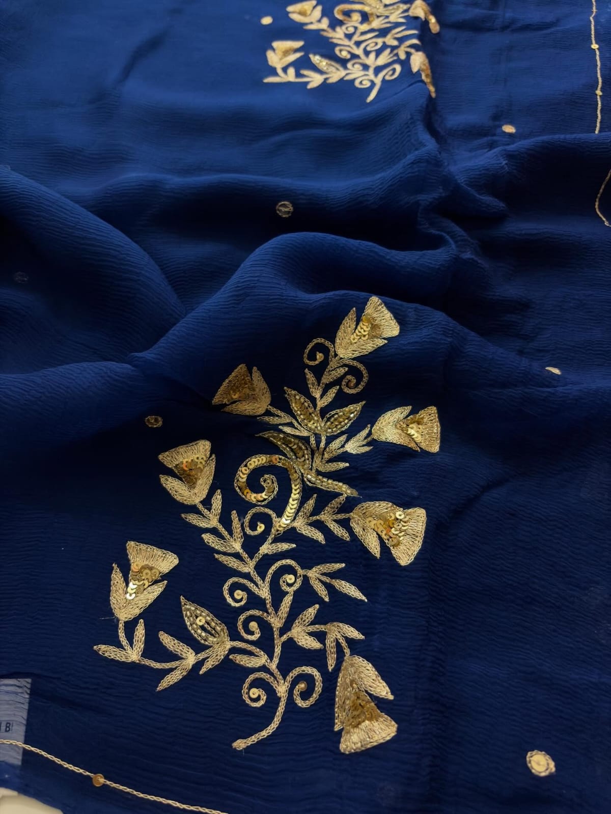Pure Diamond Chiffon Hand Work Saree.