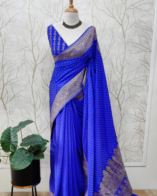 Banarasi Zari Booti Weaving Very Soft Silk Saree Designer Rich pallu