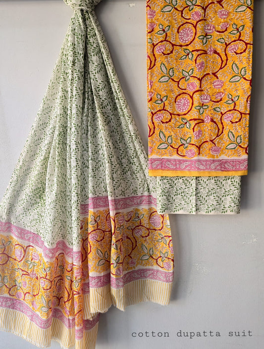 Pure Cotton Hand Block Printed Unstitched Suits.