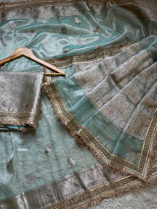 Banarasi Tissue lace Work Soft Silk Saree.