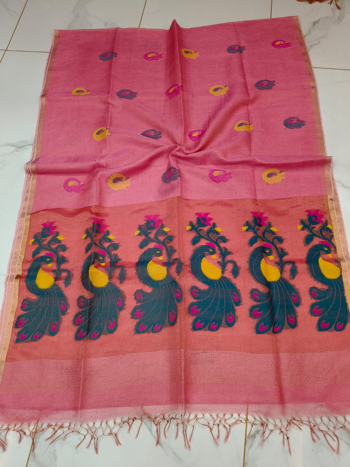 Pure Linen Tissue Saree with Blouse.