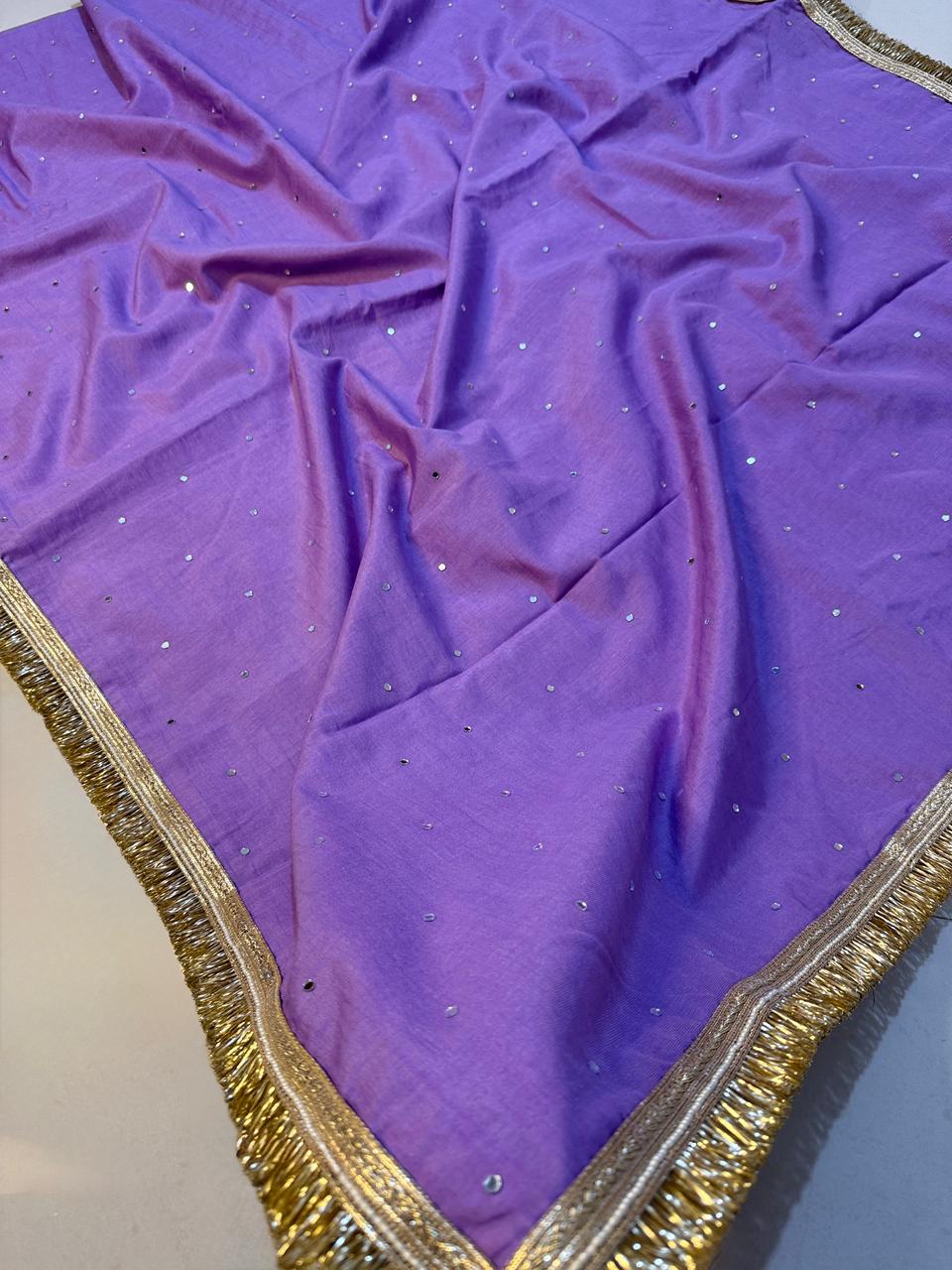 Banarasi Cotton Very soft Silk Saree with Mirror and Lace Work