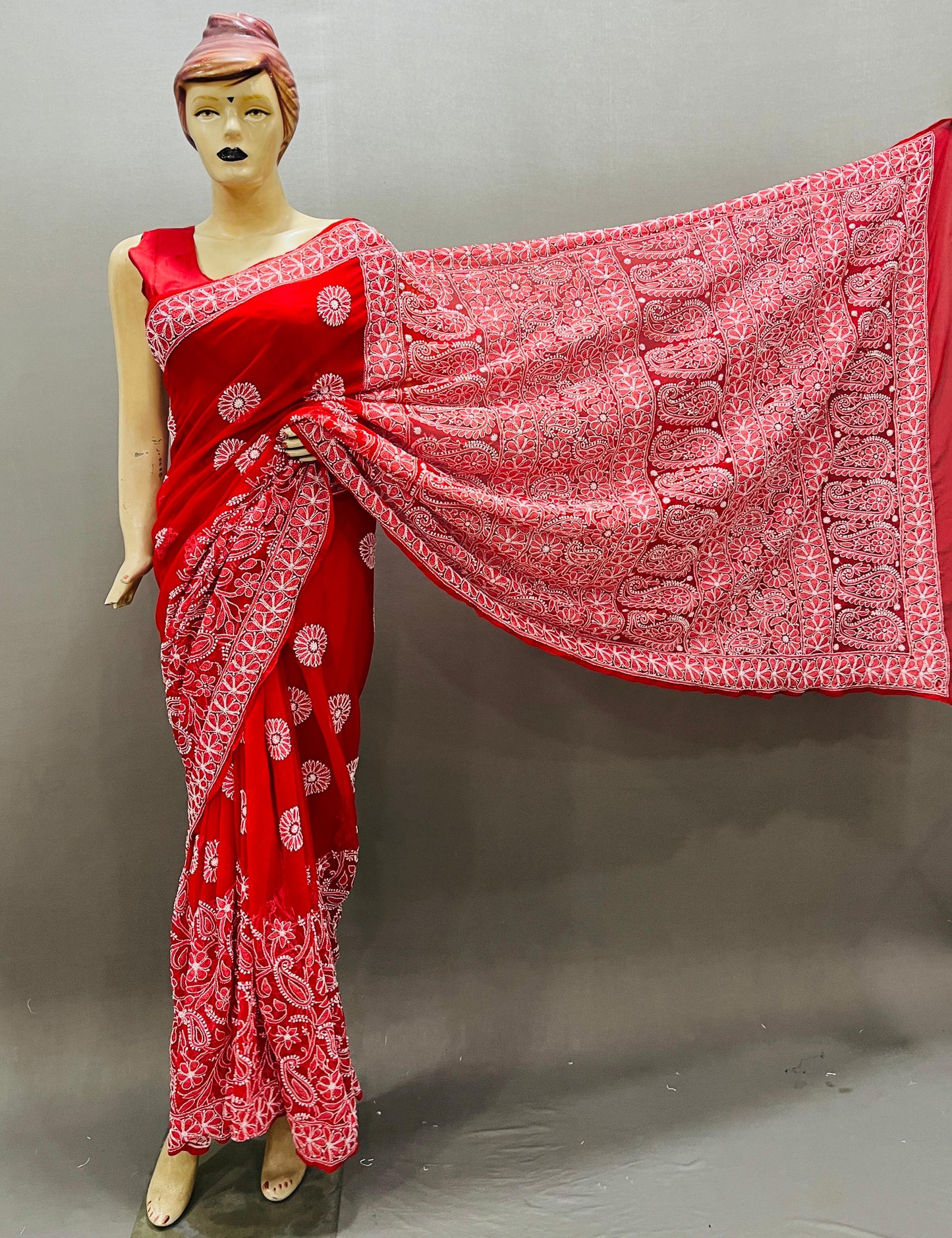 Pure Georgette Chikankari Work Saree.