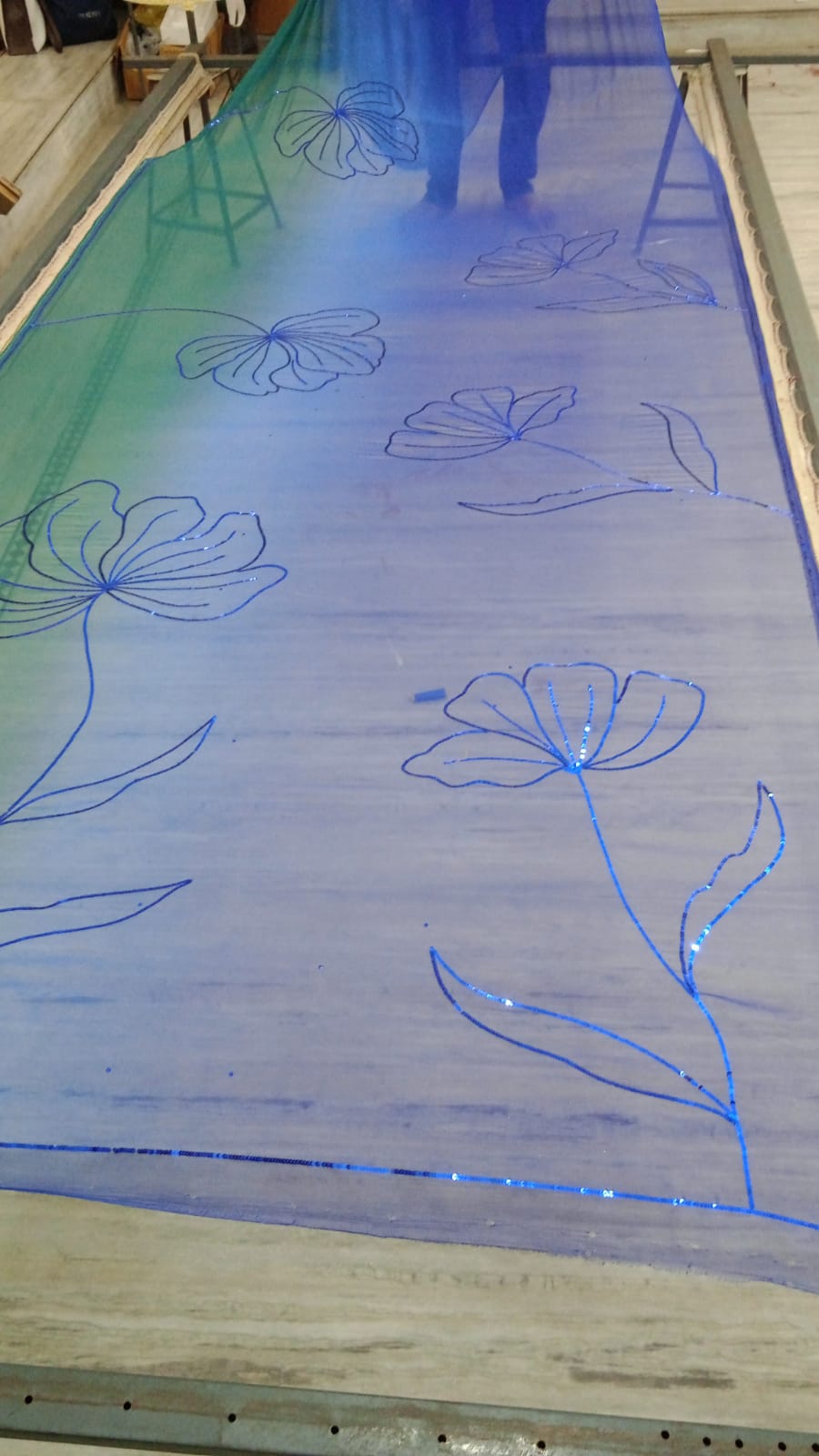 Pure Diamond Chiffon Hand Work Saree.