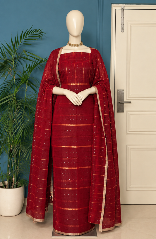 Pure Maheswari Silk Cotton Handwoven Unstitch Suit.