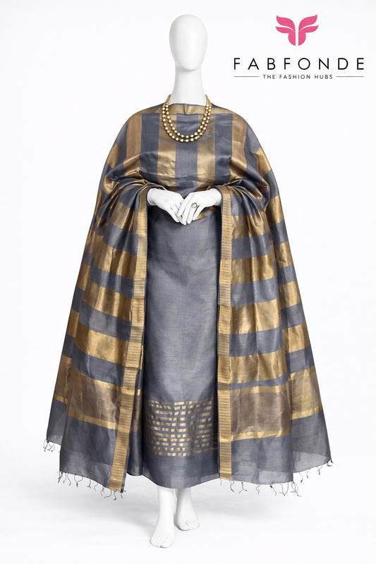 Pure Maheswari Silk Cotton Handwoven Unstitch Suit.