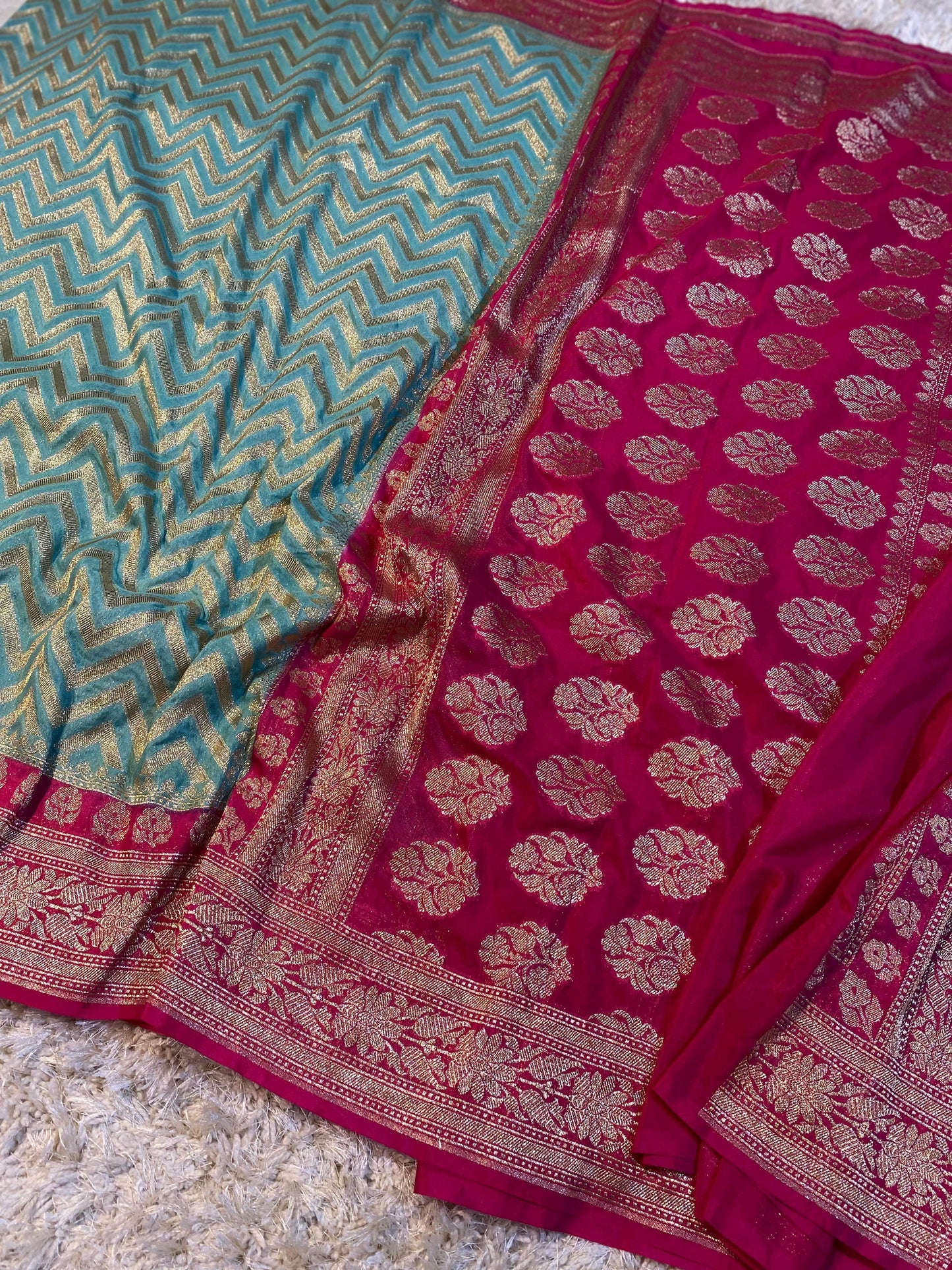 Handloom Banarasi Khaddi Katan Georgette Silk Saree