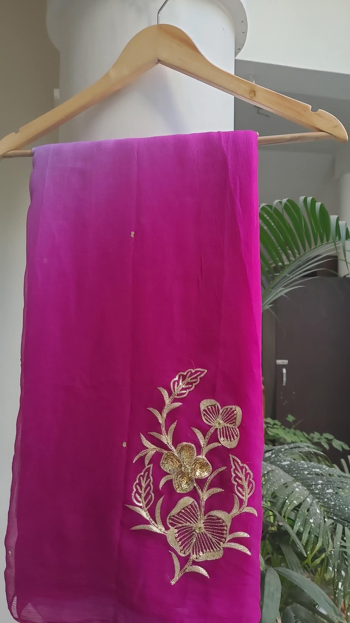 BEAUTIFUL SEQUENCE AND ZARI EMBROIDERY WORK DAIMOND CHIFFON SAREE