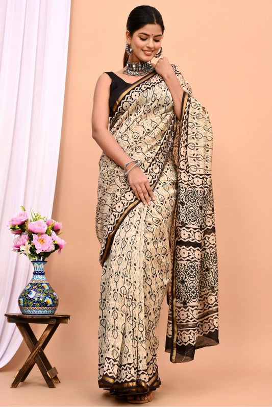 Beautiful Pure Chanderi Printed Silk Saree