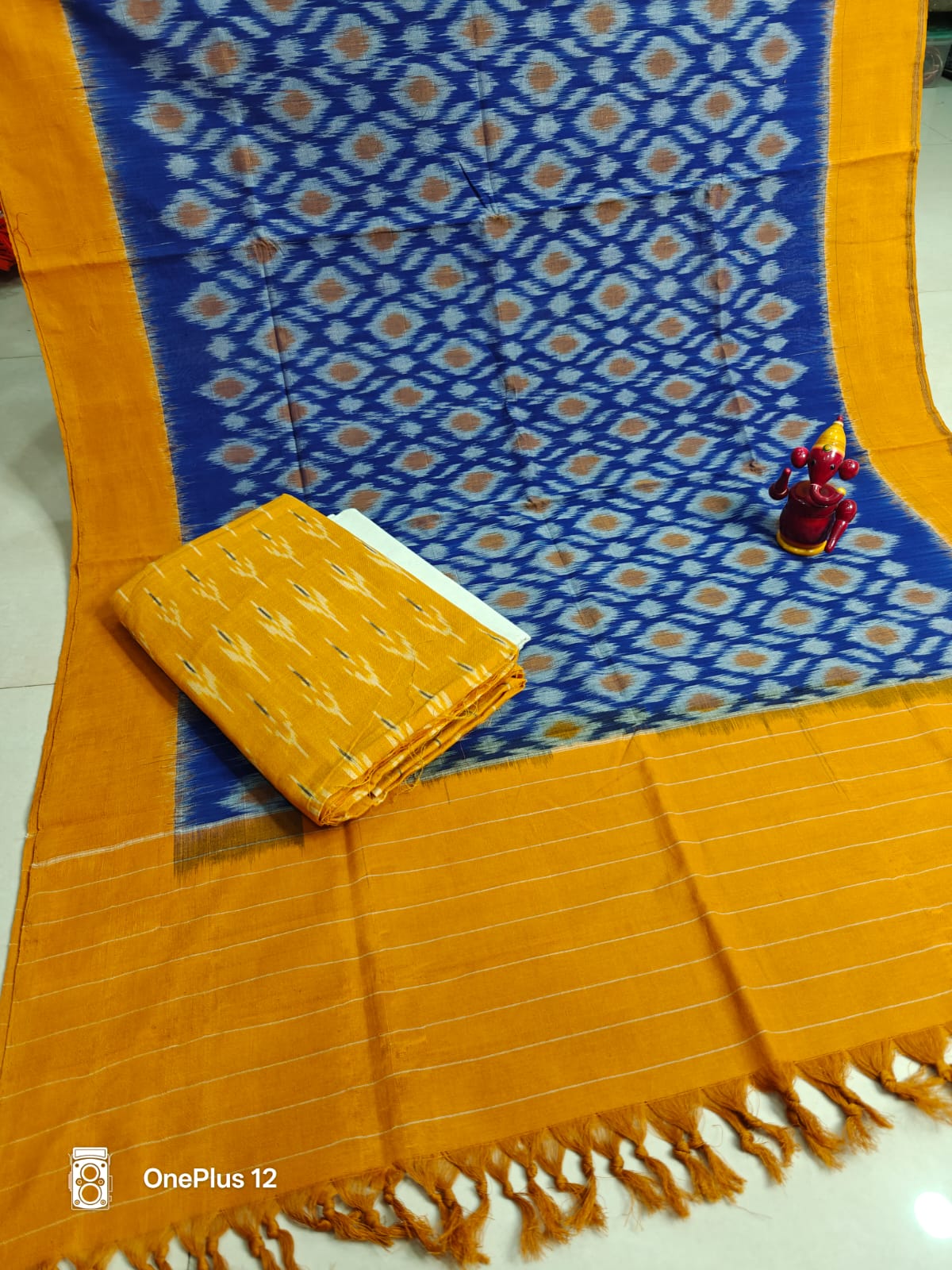 Pure Cotton Double Ikkat Unstitched Suit.