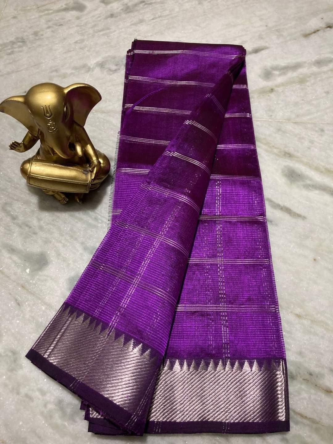 Pure Cotton Silk Mangalagiri Saree With Running Blouse.