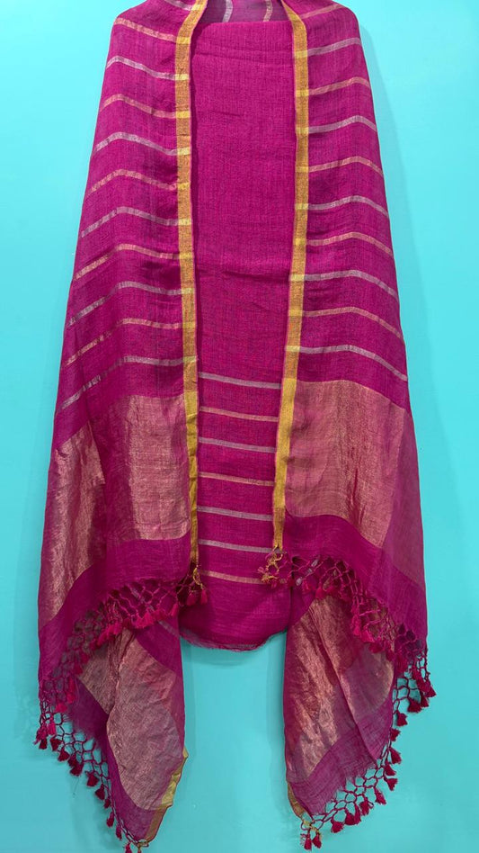 Pure Linen Jamdani Unstitch Suit.