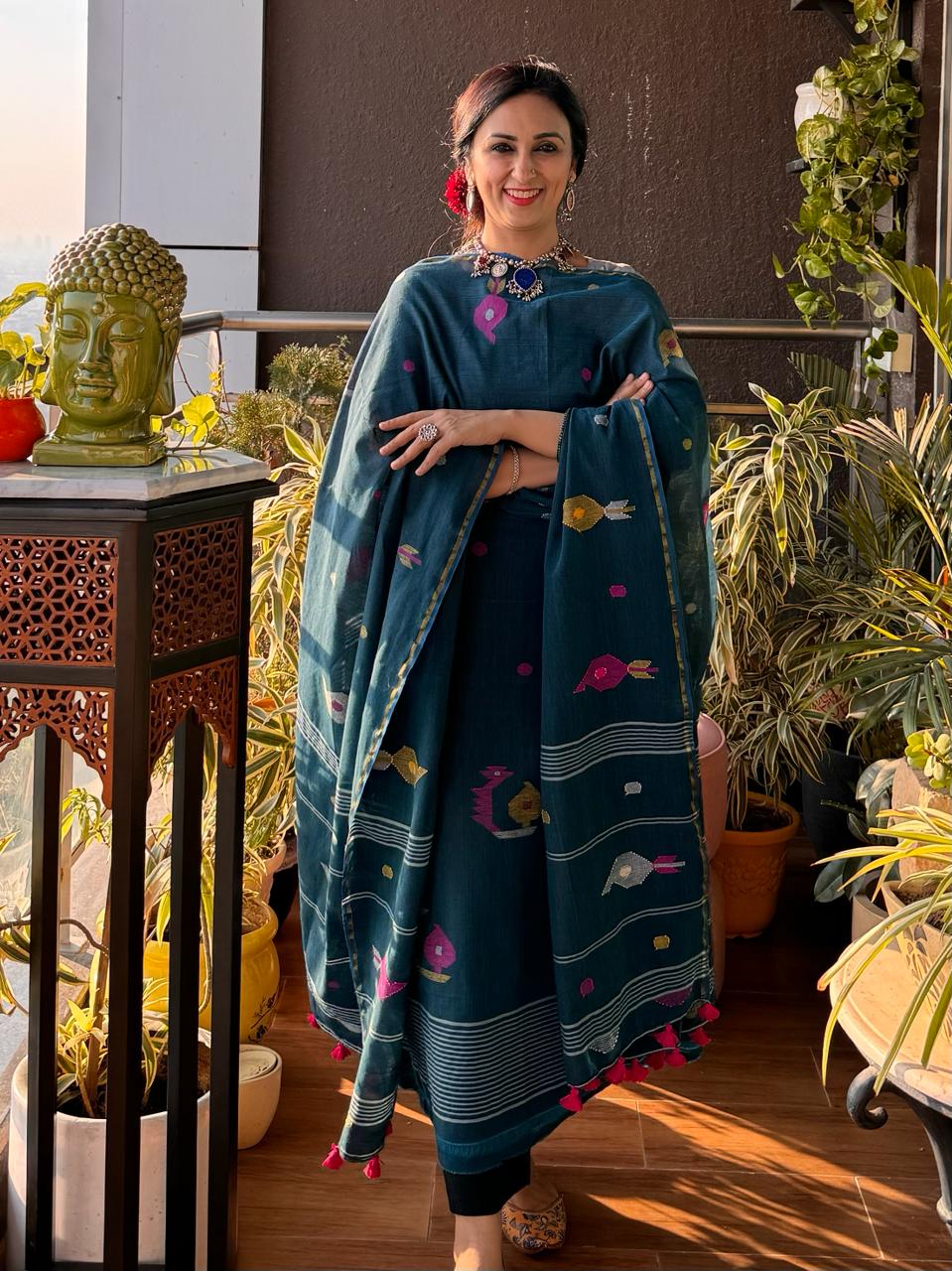 Pure Cotton Jamdani Unstitch Suit.