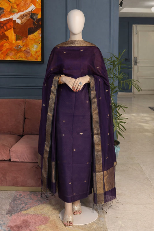 Pure Maheswari Silk Cotton Handwoven Unstitch Suit.