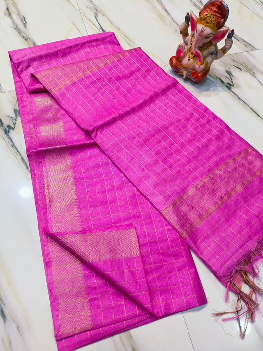 Pure Cotton Silk Mangalagiri Saree With Running Blouse.