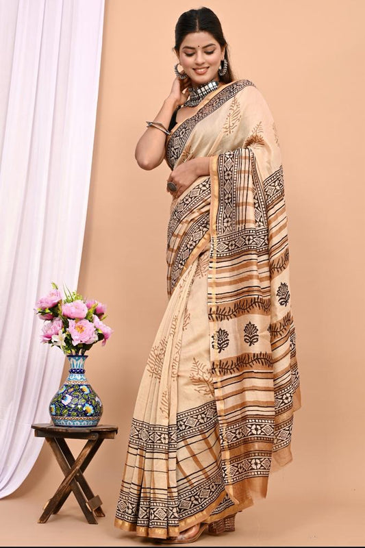 Beautiful Pure Chanderi Printed Silk Saree