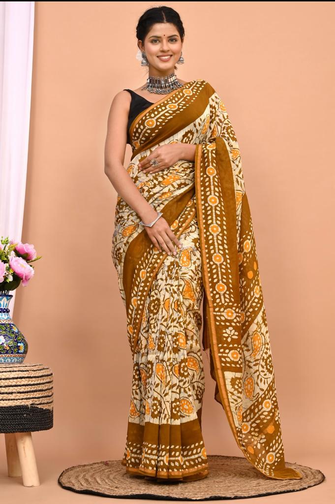 Beautiful Pure Chanderi Printed Silk Saree