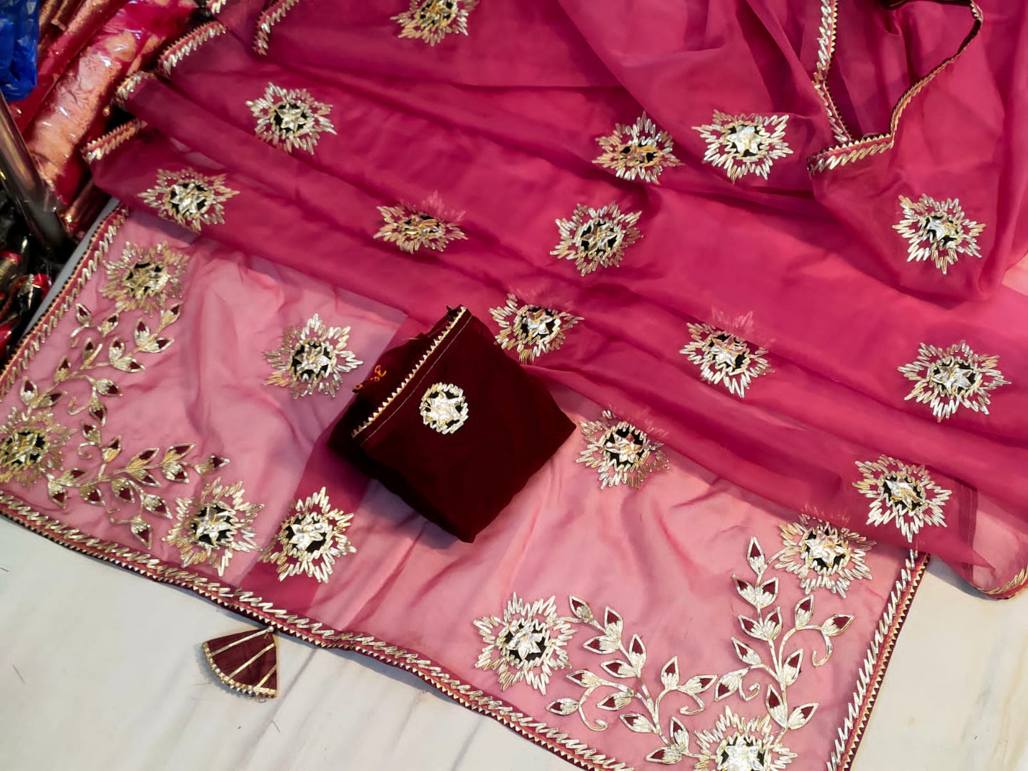 Pure Organza Gota patti Work Saree