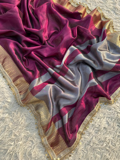 Banarasi most trending tissue Saree With beautiful coins lace