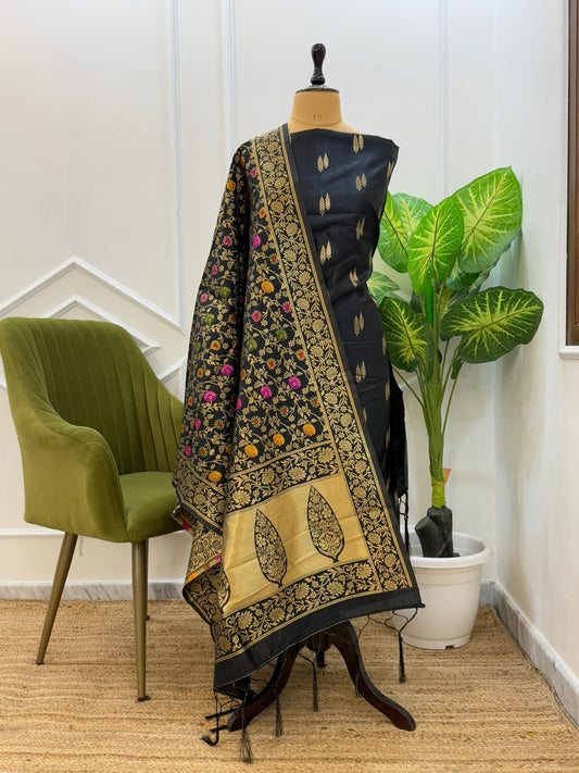 Banarasi Zari Work Unstitched Suit with Dupatta.