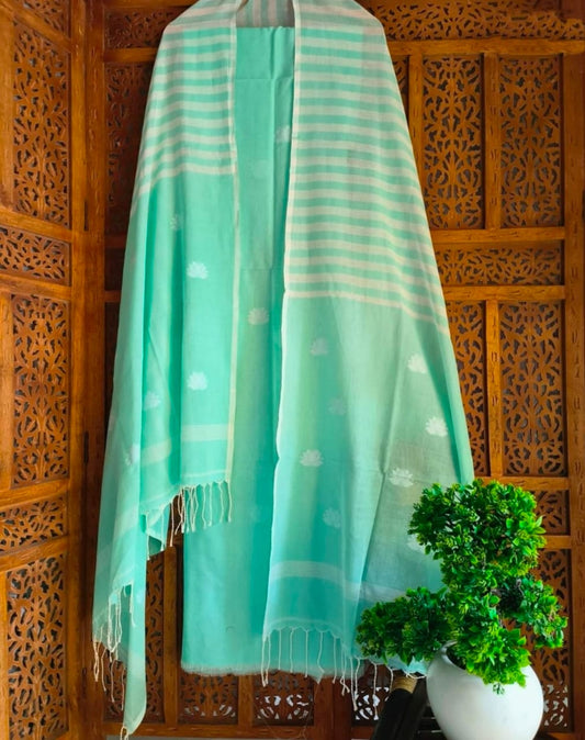 Pure Cotton Jamdani Unstitch Suit.