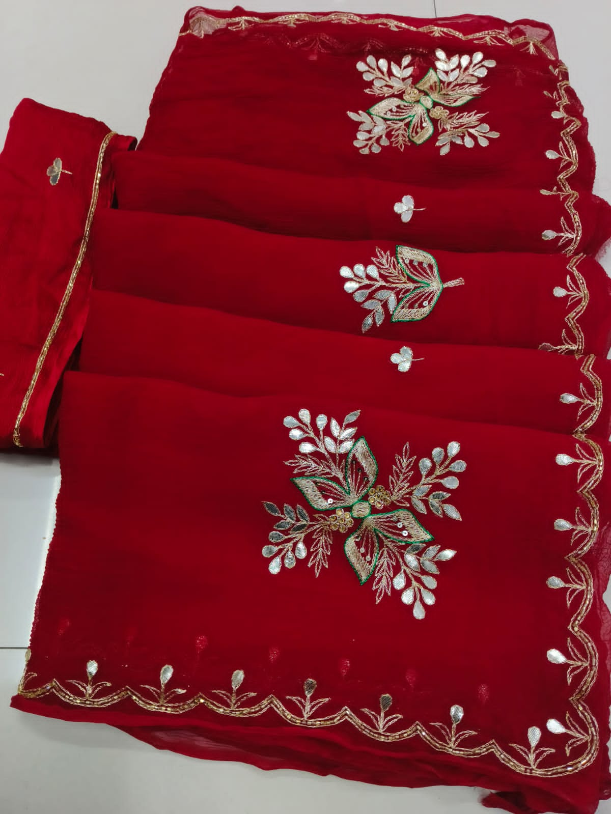 Pure Diamond Chiffon Handwork Gota Patti Saree