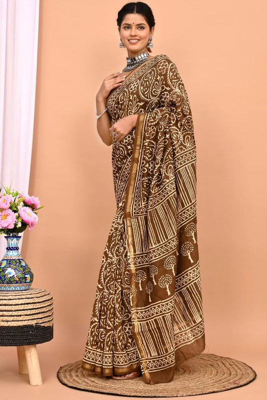 Beautiful Pure Chanderi Printed Silk Saree